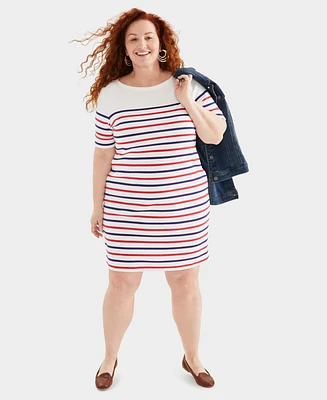 Style & Co Plus Printed Boat-Neck Dress, Created for Macy's