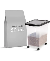 50lbs/65qt Airtight Pet Food Container, Clear/Black