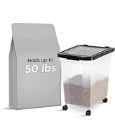 Iris 50lbs/65qt Airtight Pet Food Container, Clear/Black