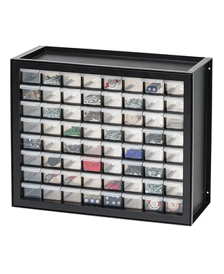 Iris Usa 64 Drawer Stackable Storage Cabinet for Hardware Parts Crafts, Black Small Brick Organizer Utility Chest