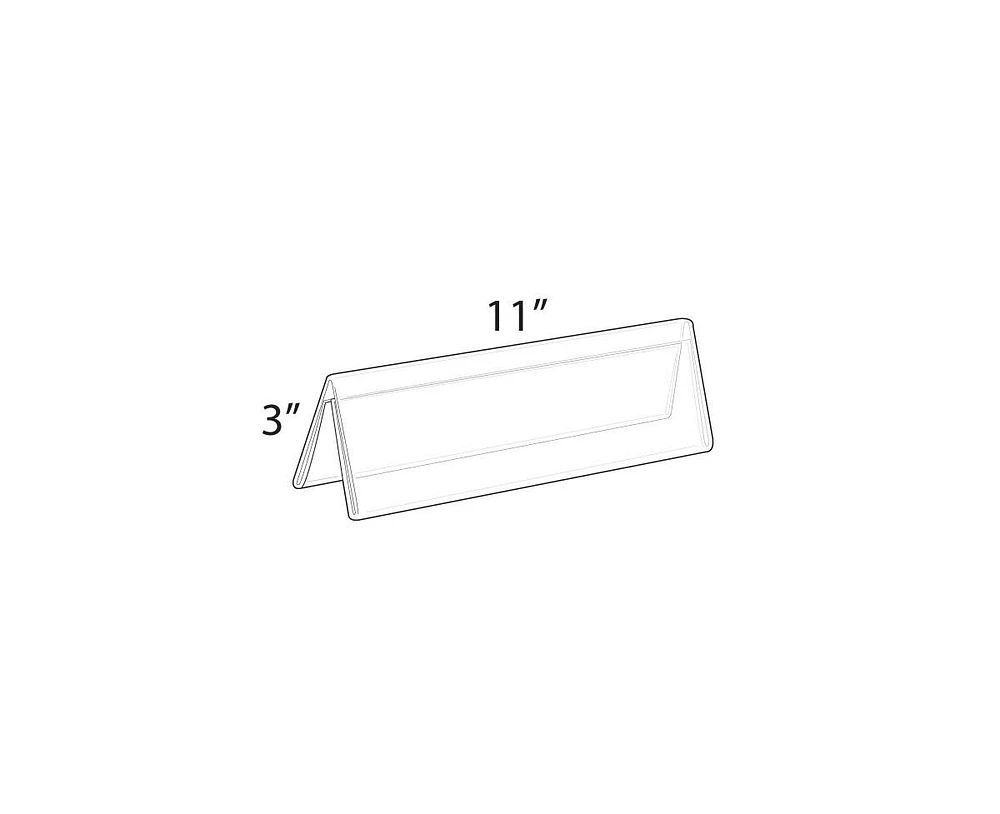 Azar Displays Two Sided Tent Style Clear Acrylic Sign Holder and Nameplate, Size: 11" W x 3" H on each side, 10