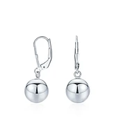 Bling Jewelry Simple Basic Dangling Lever back Round Bead Ball Drop Earrings For Women Sterling Silver 10MM