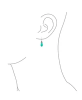 Bling Jewelry Western Style Stabilized Natural Turquoise Elongated Teardrop Filigree Lever Back Dangle Earrings Sterling Silver