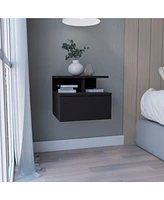 Depot E-shop Seward Floating Nightstand, Wall Mounted with Single Drawer and 2-Tier Shelf