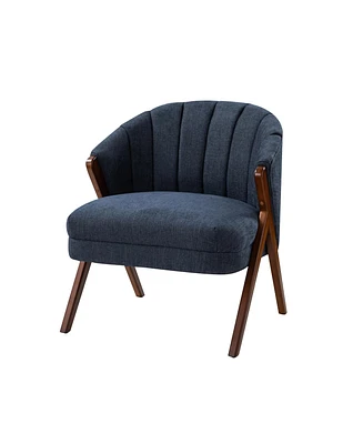 Ibhar Mid-century Barrel Accent Chair with Vertical Channel-tufted Back