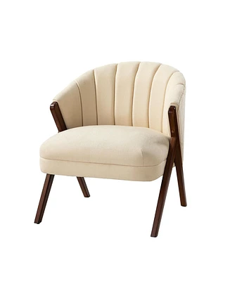 Ibhar Mid-century Barrel Accent Chair with Vertical Channel-tufted Back
