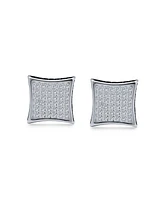 Bling Jewelry Square Cz Micro Pave Cubic Zirconia Black White Kite Stud For Women Stud Earrings Sterling Silver 9MM