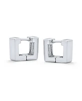 Bling Jewelry Geometric Small Square Huggie Hoop Kpop Earrings For Women Sterling Silver