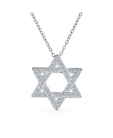 Bling Jewelry Cubic Zirconia Cz Accent Traditional Religious Magen Judaica Hanukkah Intertwined Star Of David Pendant Necklace For Women Bat Mitzvah S