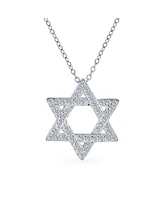 Bling Jewelry Cubic Zirconia Cz Accent Religious Magen Judaica Hanukkah Intertwined Star Of David Pendant Necklace For Women Bat Mitzvah Sterling Silv