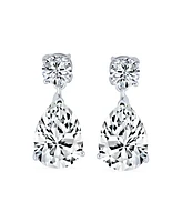 Bling Jewelry Classic Cubic Zirconia 5CTW Solitaire Drop Cz Pear Shaped Teardrops Dangle Earrings For Women Prom Sterling Silver