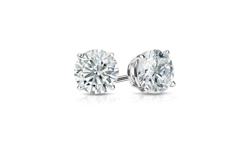 Suzy Levian Sterling Silver Cubic Zirconia Round-Cut Classic Stud Earrings