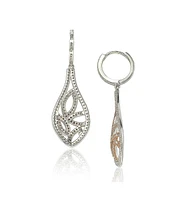 Suzy Levian New York Suzy Levian Sterling Silver Cubic Zirconia Two-Tone Floral Drop Earrings - Two