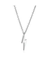 Bling Jewelry Delicate Minimalist Geometric Zig Zag Flash Lightning Bolt Pendant Necklace For Women Sterling Silver