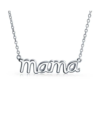 Bling Jewelry Name Plated Talk Station Pendant Mama Word Necklace For Mother Wife Women .925 Sterling Silver