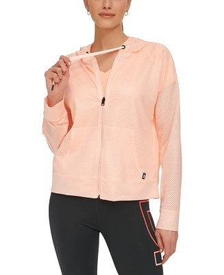 Dkny Sport Women's Honeycomb Mesh Full-Zip Hoodie