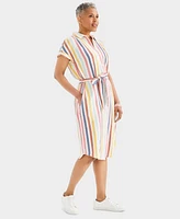 Style & Co Women's Cotton Gauze Short-Sleeve Shirt Dress, Created for Macy's
