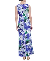 Eliza J Women's Floral-Print Twist-Front Gown