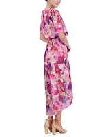 Jessica Howard Women's Printed Chiffon High-Low Midi Dress