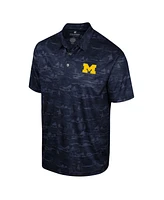 Men's Colosseum Navy Michigan Wolverines Daly Print Polo Shirt