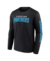 Men's Fanatics Black Carolina Panthers Big and Tall Wordmark Go the Distance Long Sleeve T-shirt