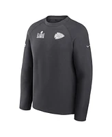 Men's Nike Anthracite Kansas City Chiefs Super Bowl Lviii Opening Night Tech Fleece Pullover Sweatshirt