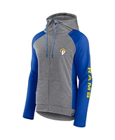 Women's Fanatics Heather Gray, College Royal Los Angeles Rams Blind Side Lightweight Full-Zip Hoodie