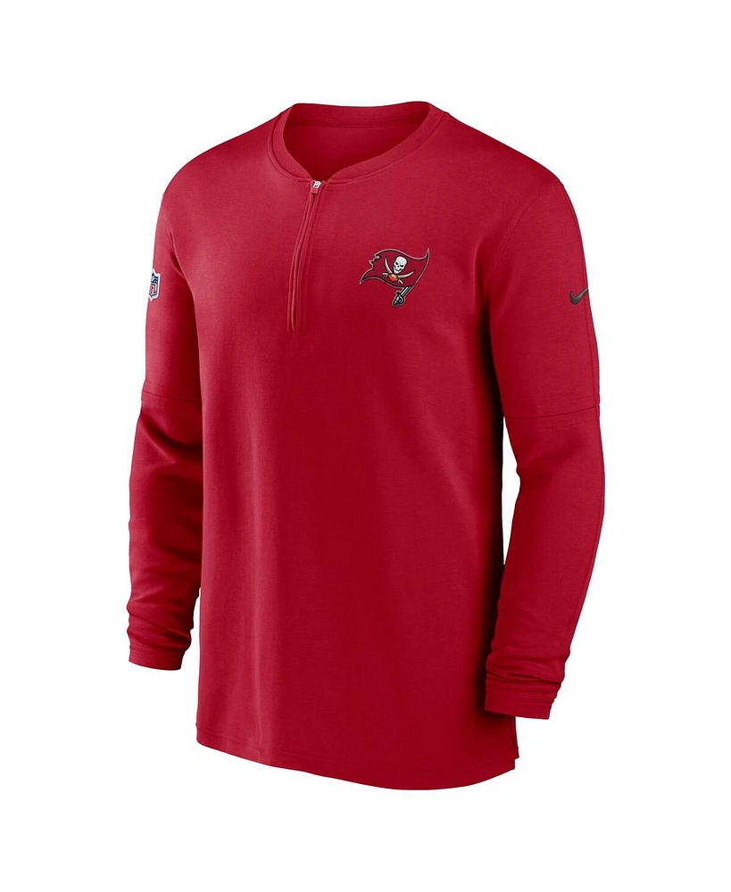 Men's Nike Red Tampa Bay Buccaneers 2023 Sideline Performance Long Sleeve Tri-Blend Quarter-Zip Top