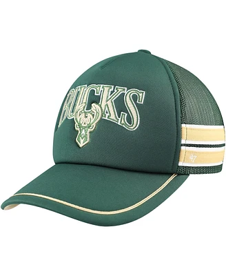 Men's '47 Brand Hunter Green Milwaukee Bucks Sidebrand Stripes Trucker Adjustable Hat