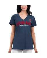 Women's G-iii 4Her by Carl Banks Navy Distressed Cleveland Guardians Key Move V-Neck T-shirt