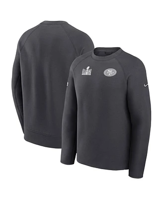Men's Nike Anthracite San Francisco 49ers Super Bowl Lviii Opening Night Tech Fleece Pullover Sweatshirt