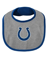 Baby Boys and Girls Royal, Gray Indianapolis Colts Little Champ Three-Piece Bodysuit Bib Booties Set