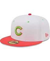 Men's New Era White, Coral Chicago Cubs 1990 Mlb All-Star Game Strawberry Lolli 59FIFTY Fitted Hat