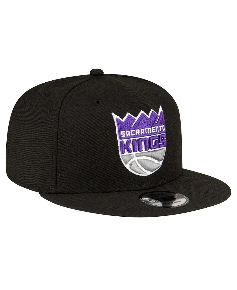 Men's New Era Black Sacramento Kings Official Team Color 9FIFTY Snapback Hat