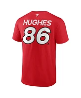 Men's Fanatics Jack Hughes Red New Jersey Devils 2024 Nhl Stadium Series Authentic Pro Name and Number T-shirt