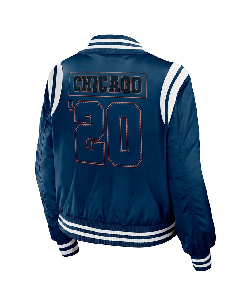 Women's Wear by Erin Andrews Navy Chicago Bears Bomber Full-Snap Jacket