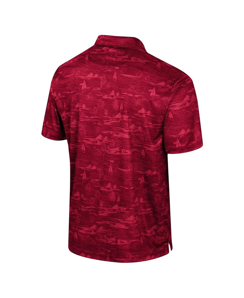 Men's Colosseum Crimson Alabama Tide Daly Print Polo Shirt
