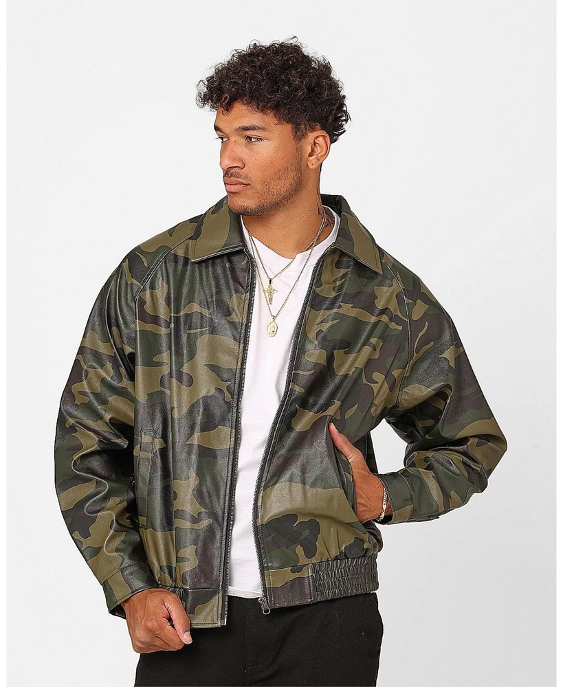 Cillian Camo Pu Leather Jacket