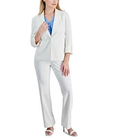 Ak Anne Klein Petite One Button Blazer Flutter Sleeve Top Straight Leg Pants