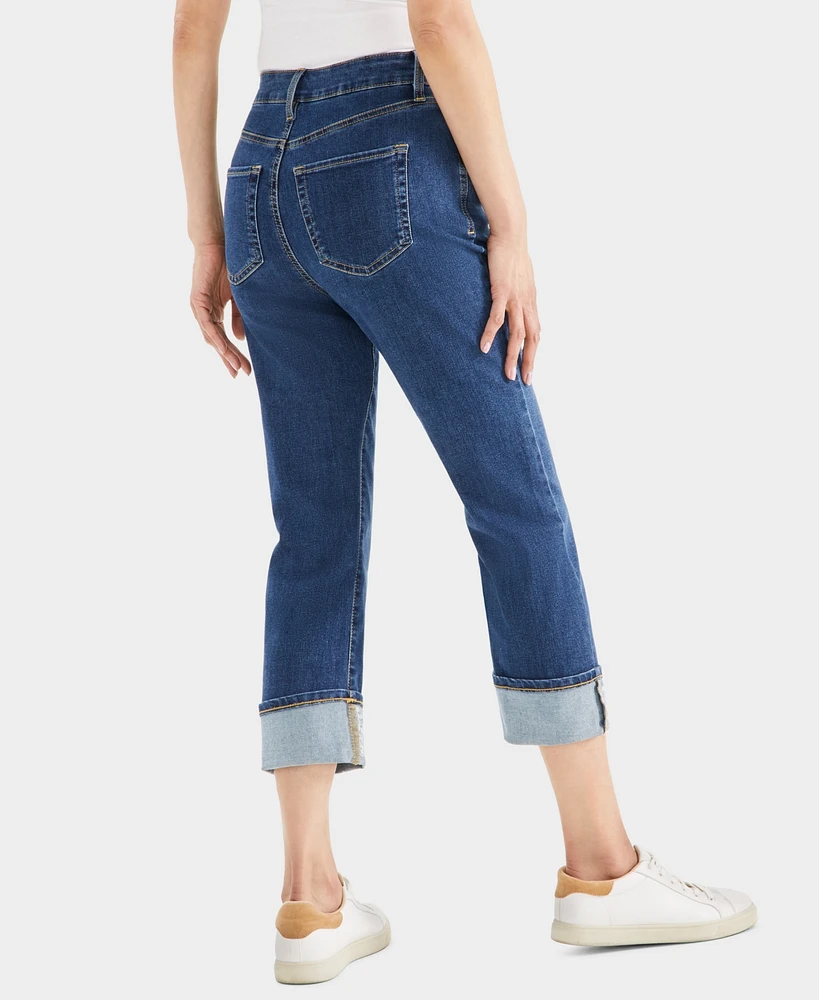 Style & Co Women's High-Rise Embroidered Cuffed Jeans, Created for Macy's