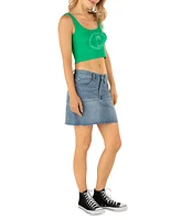 Hurley Juniors' Mika Raw-Hem Denim Mini Skirt