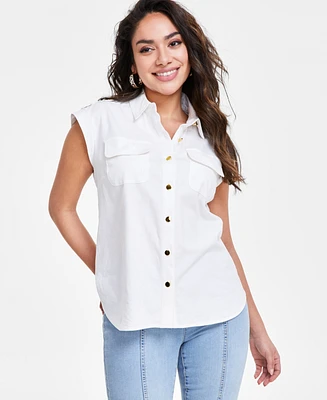 I.n.c. International Concepts Petite Linen Sleeveless Utility Shirt, Created for Macy's