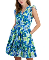 Taylor Women's Printed A-Line V-Neck Dress