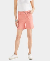 Style & Co Women's High-Rise Belted Cuffed Denim Shorts