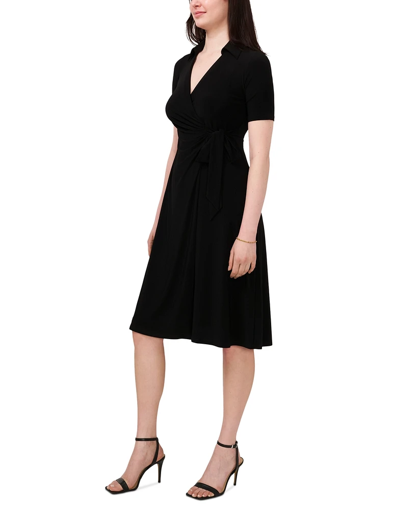 Msk Petite Short-Sleeve Side-Tied Dress