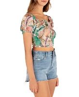 Hurley Juniors' Palmetto Sunset Smocked Crop Top