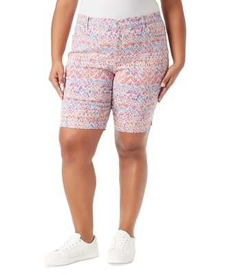 Gloria Vanderbilt Plus Amanda Printed Denim Bermuda Shorts