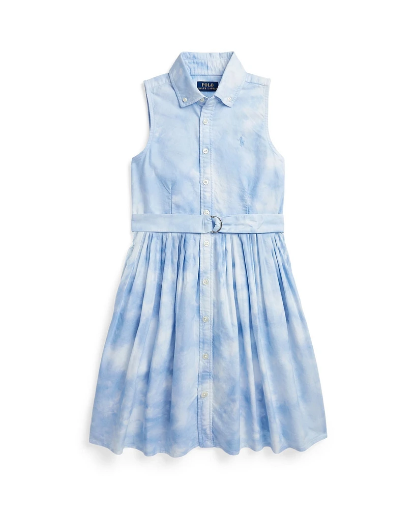 Polo Ralph Lauren Big Girls Belted Tie-Dye-Print Cotton Shirtdress