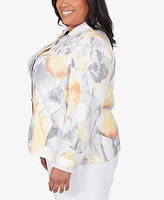 Alfred Dunner Plus Charleston Abstract Watercolor Jacket