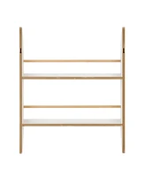 Danya B Steiner Rounded Contemporary 2-Tier Kids Book or Magazine Storage Wall-Mount Bookcase with Contrasting Wood-Toned Rods